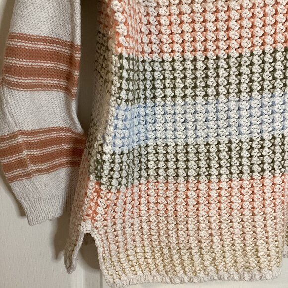 Tribal Women's Drawstring Cowl Neck Knit Sweater Earthy Neutral Tones Size G/L - Picture 5 of 8